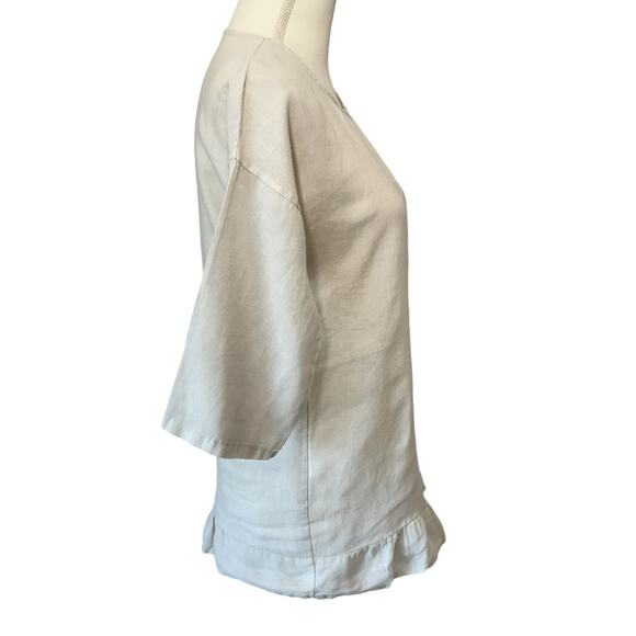 LUNGO L'ARNO 100% Linen Top Size Small Minimalist Summer Vacation Cruise Resort - Picture 4 of 6